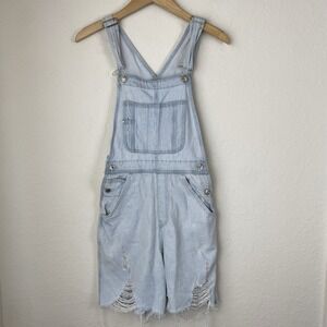H&M Womens S Shortalls Blue Denim Overalls Bib Carpenter Granola Girl Y2K 90s